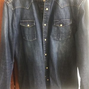 All Saints Denim shirt  XL pearl buttons